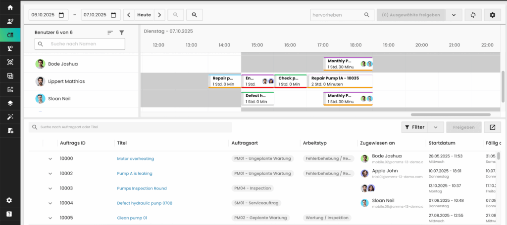 Kalenderansicht mit geplanten Wartungsaufgaben im osapiens HUB for Maintenance