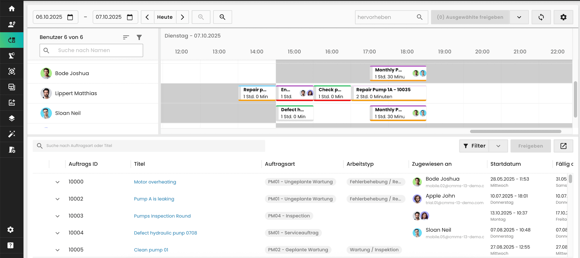Kalenderansicht mit geplanten Wartungsaufgaben im osapiens HUB for Maintenance