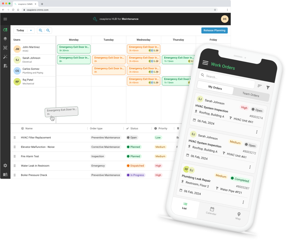 osapiens HUB for Maintenance Overview
