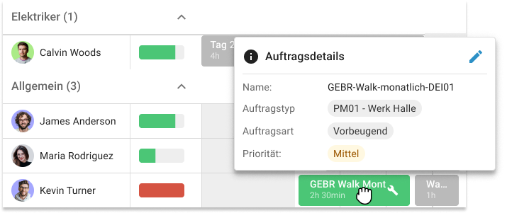 Auftragsdetails Ansicht im osapiens HUB for Maintenance