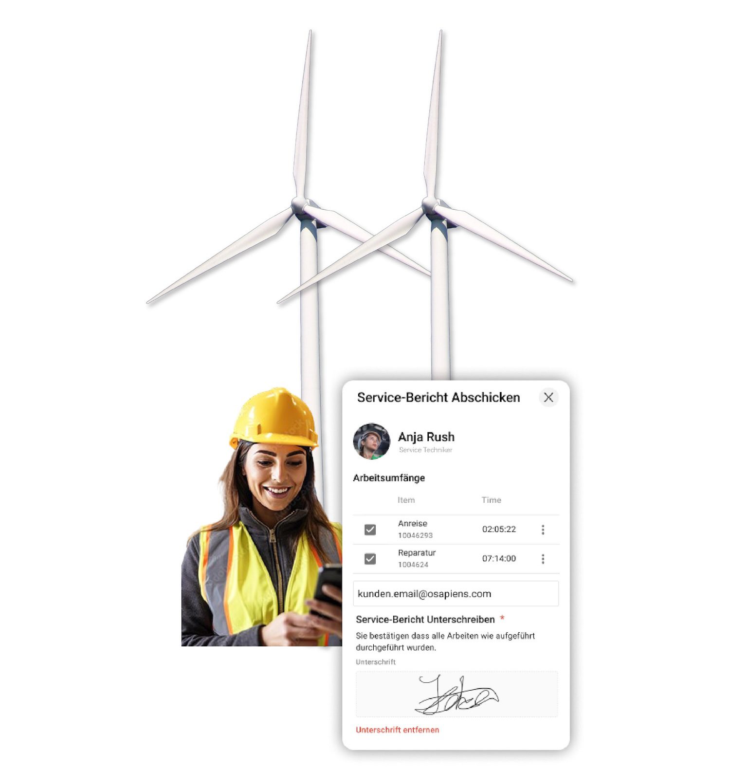FSM: Windenergie Service Report osapiens HUB