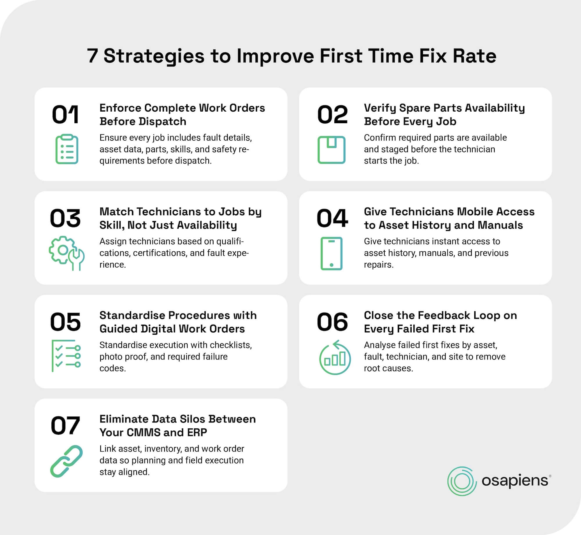 7 Strategies to improve first time fix rate with osapiens